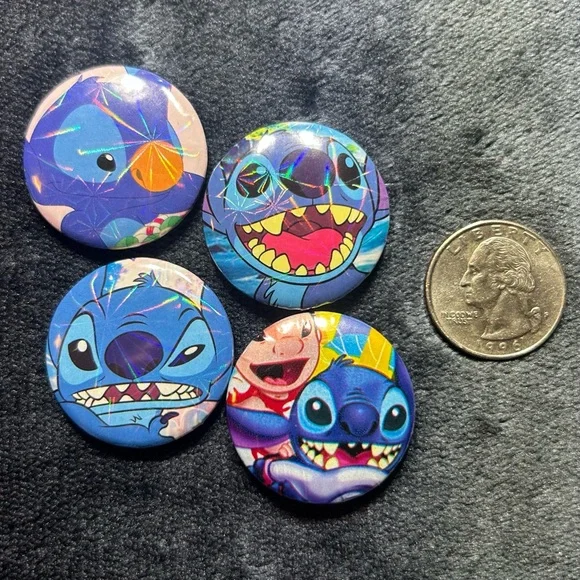 Lilo & Stitch Handmade Button Set 1.25in Disney Pins Blue Stitch - Picture 2 of 9